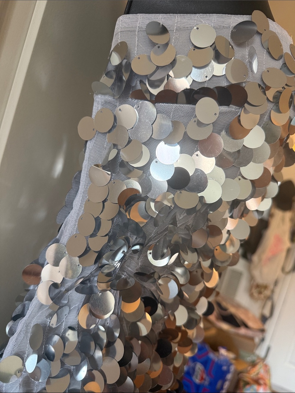 EUC 12th Tribe Silver Sequin Pippa Disco Strapless Mini Dress Size Large - Picture 8 of 14